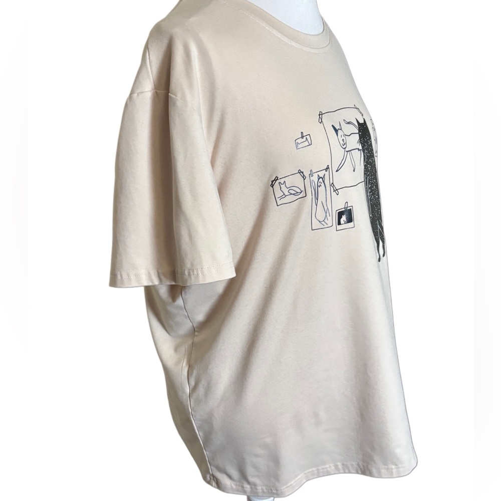 Tan Cat Art Shirt Size XL - Picture 3 of 7